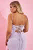 Lilac Knit Lace Up Back Midi Dress - Rory sold by Rebellious Fashion