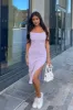 Lilac Knit Lace Up Back Midi Dress - Rory sold by Rebellious Fashion