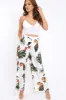 White Tropical Print Wide Leg Trousers - Yasmine sold by Rebellious Fashion
