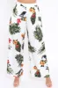 White Tropical Print Wide Leg Trousers - Yasmine sold by Rebellious Fashion