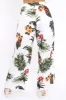 White Tropical Print Wide Leg Trousers - Yasmine sold by Rebellious Fashion