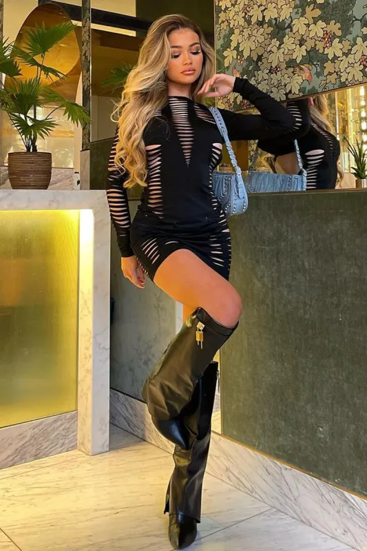 Black Cut Out Detail Backless Mini Dress - Yoyo sold by Rebellious Fashion