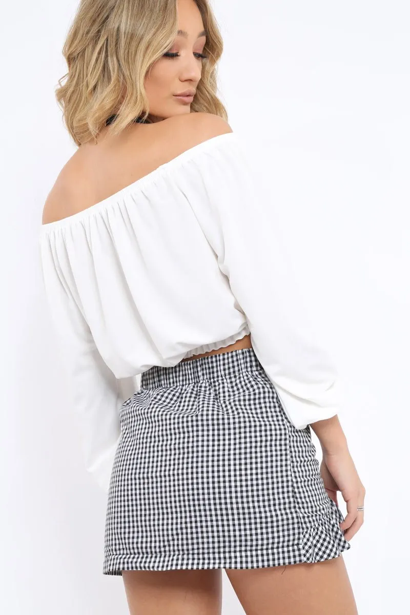 White Bardot Crop Top - Brooke sold by Rebellious Fashion product image thumbnail 4