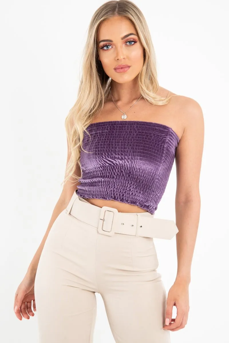 Purple Velvet Ruched Bandeau - Yitty sold by Rebellious Fashion product image thumbnail 2