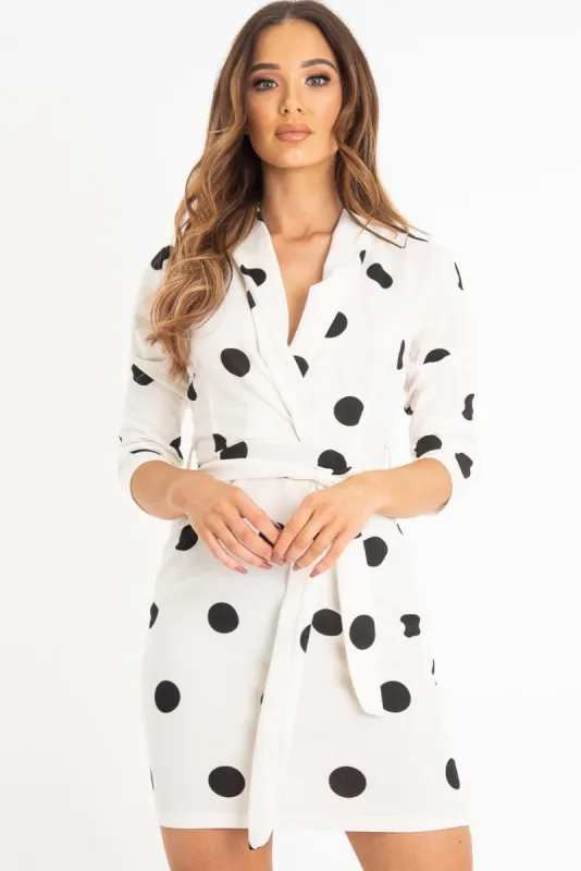 White Black Polka Dot Wrap Front Midi Dress - Daisy sold by Rebellious Fashion