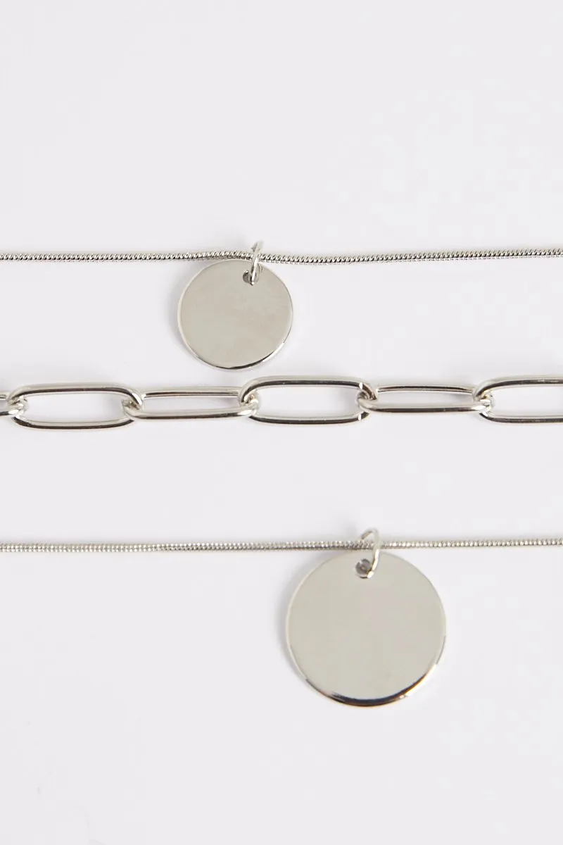 Silver 3 Layer Chain Necklace - Echo sold by Rebellious Fashion product image thumbnail 2