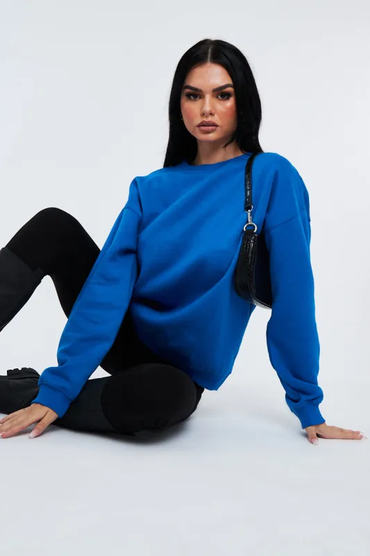 Cobalt Blue Oversized Sweatshirt - Tesse sold by Rebellious Fashion