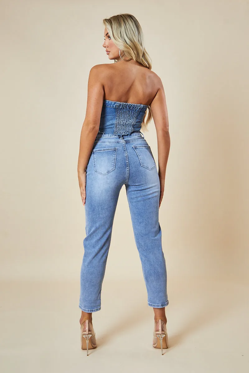 Mid Blue High Waist Mom Jeans - Alma sold by Rebellious Fashion product image thumbnail 5