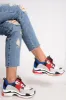 Red And Blue Chunky Lace Up Trainers - Thea sold by Rebellious Fashion