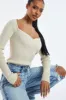 Beige Rib Knit Long sleeve Top - Gianna sold by Rebellious Fashion