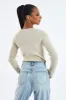 Beige Rib Knit Long sleeve Top - Gianna sold by Rebellious Fashion