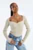 Beige Rib Knit Long sleeve Top - Gianna sold by Rebellious Fashion