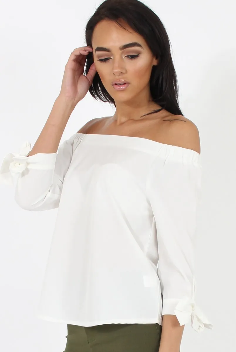 White Bardot Top - Bailey sold by Rebellious Fashion product image thumbnail 2