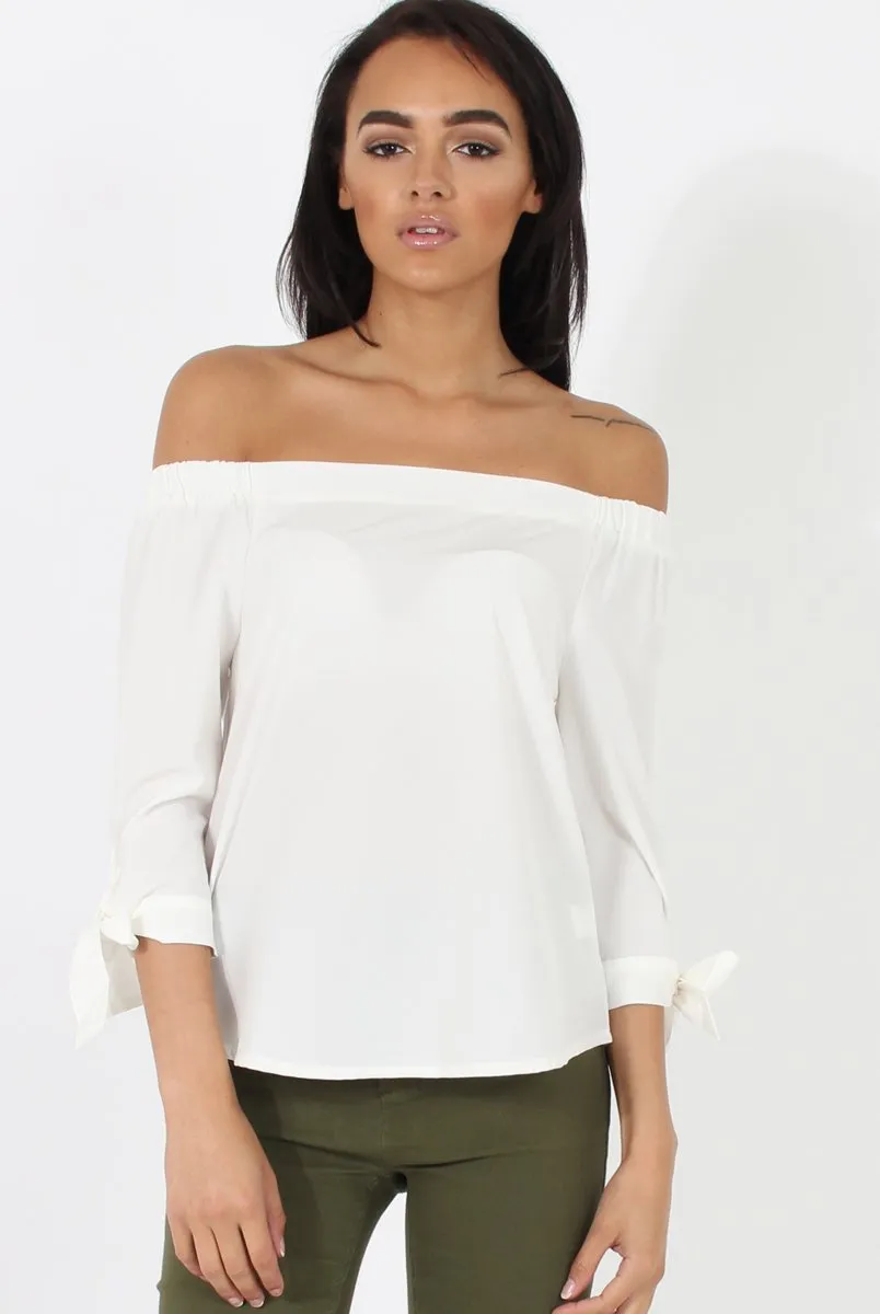 White Bardot Top - Bailey sold by Rebellious Fashion
