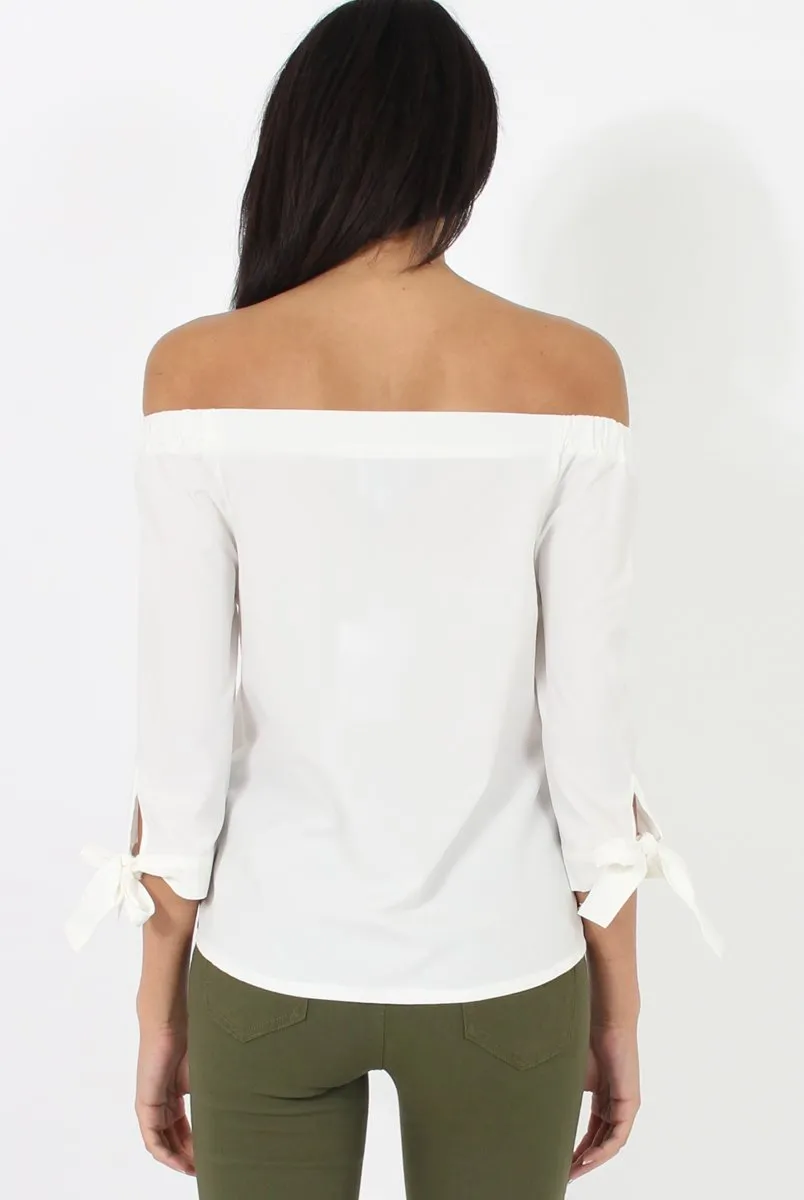 White Bardot Top - Bailey sold by Rebellious Fashion product image thumbnail 5