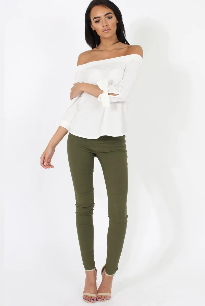 White Bardot Top - Bailey sold by Rebellious Fashion product image thumbnail 3