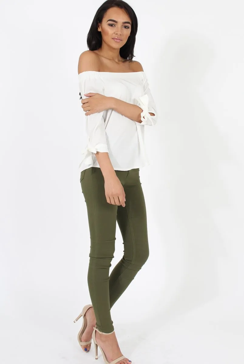 White Bardot Top - Bailey sold by Rebellious Fashion product image thumbnail 4