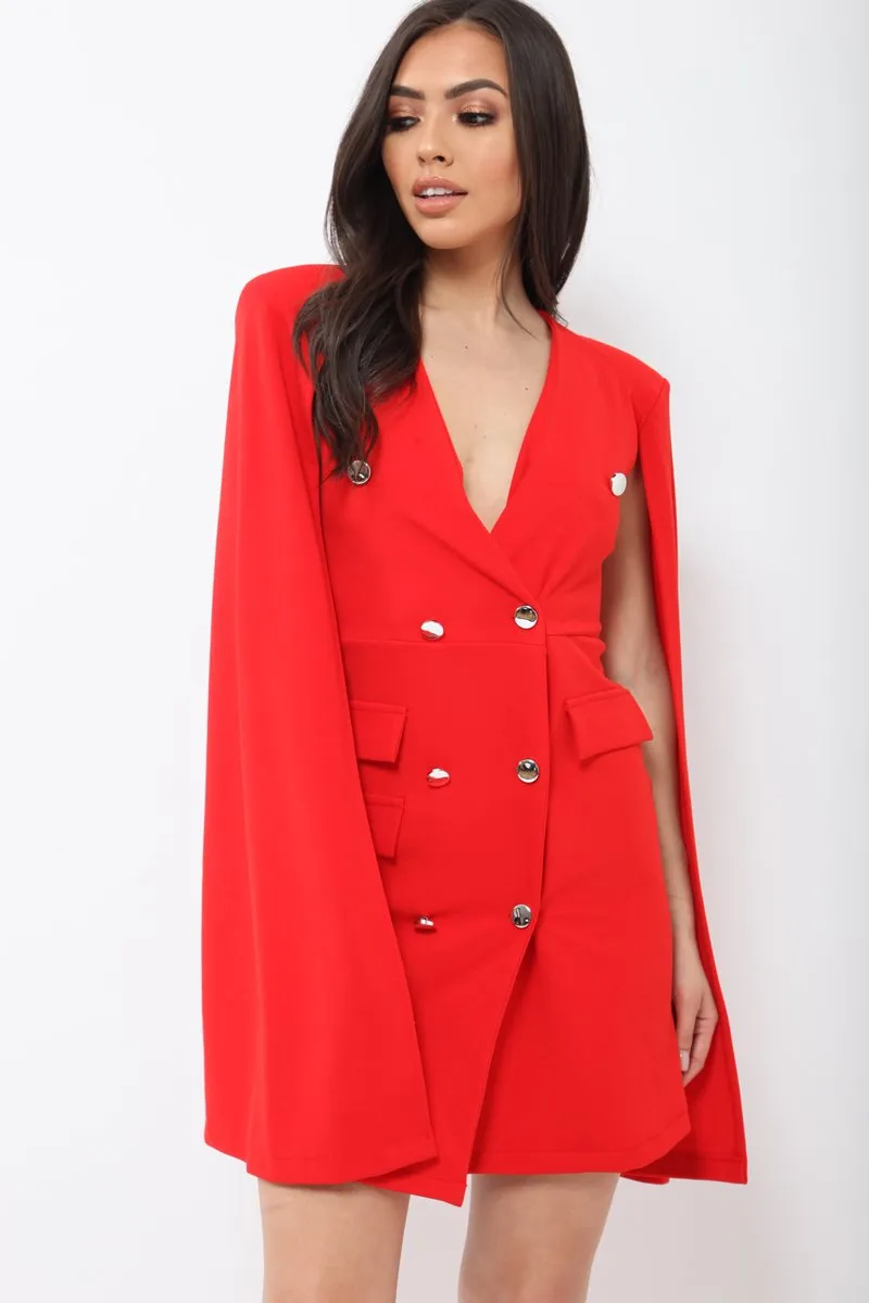 Red Cape Style Blazer Dress - Rosy sold by Rebellious Fashion product image thumbnail 3