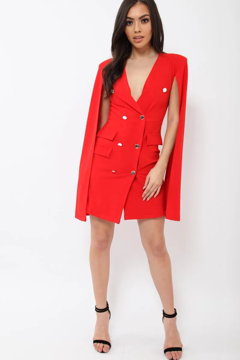 Red Cape Style Blazer Dress - Rosy sold by Rebellious Fashion product image thumbnail 4