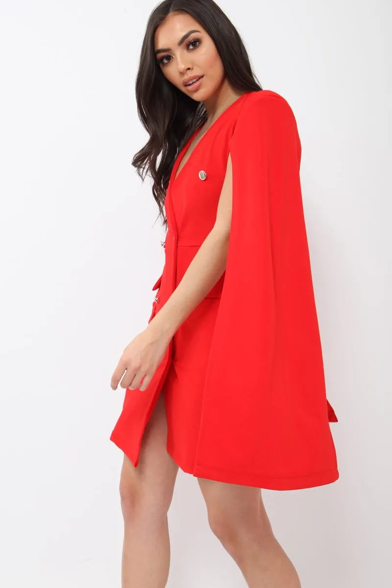 Red Cape Style Blazer Dress - Rosy sold by Rebellious Fashion product image thumbnail 5
