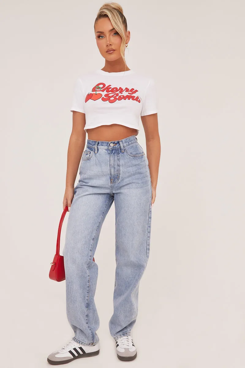 White Graphic Print Cropped T-shirt - Jayden sold by Rebellious Fashion product image thumbnail 2