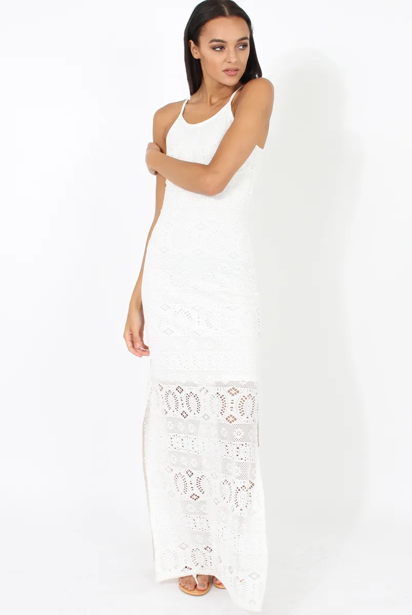 White Crochet Maxi Dress - Paris sold by Rebellious Fashion product image thumbnail 3