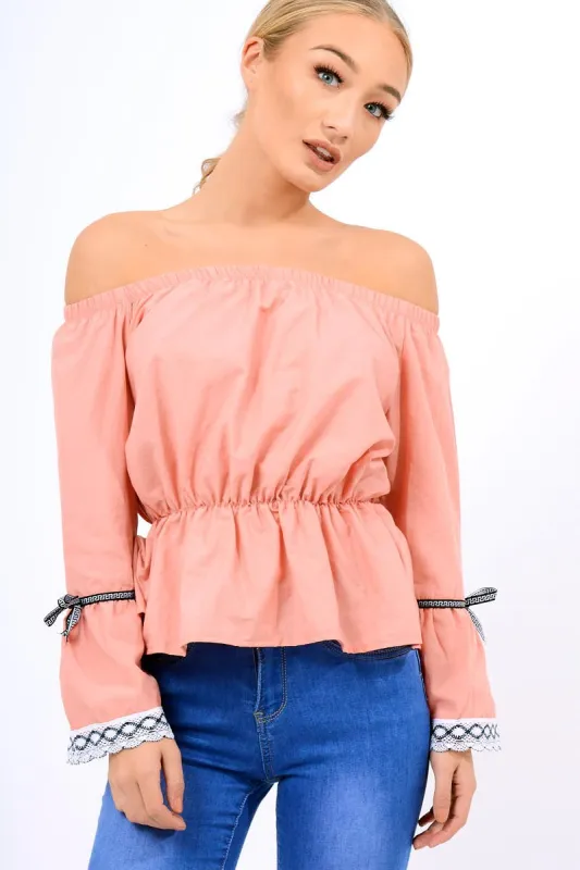 Rose Bardot Bell Sleeve Top - Kenzie sold by Rebellious Fashion
