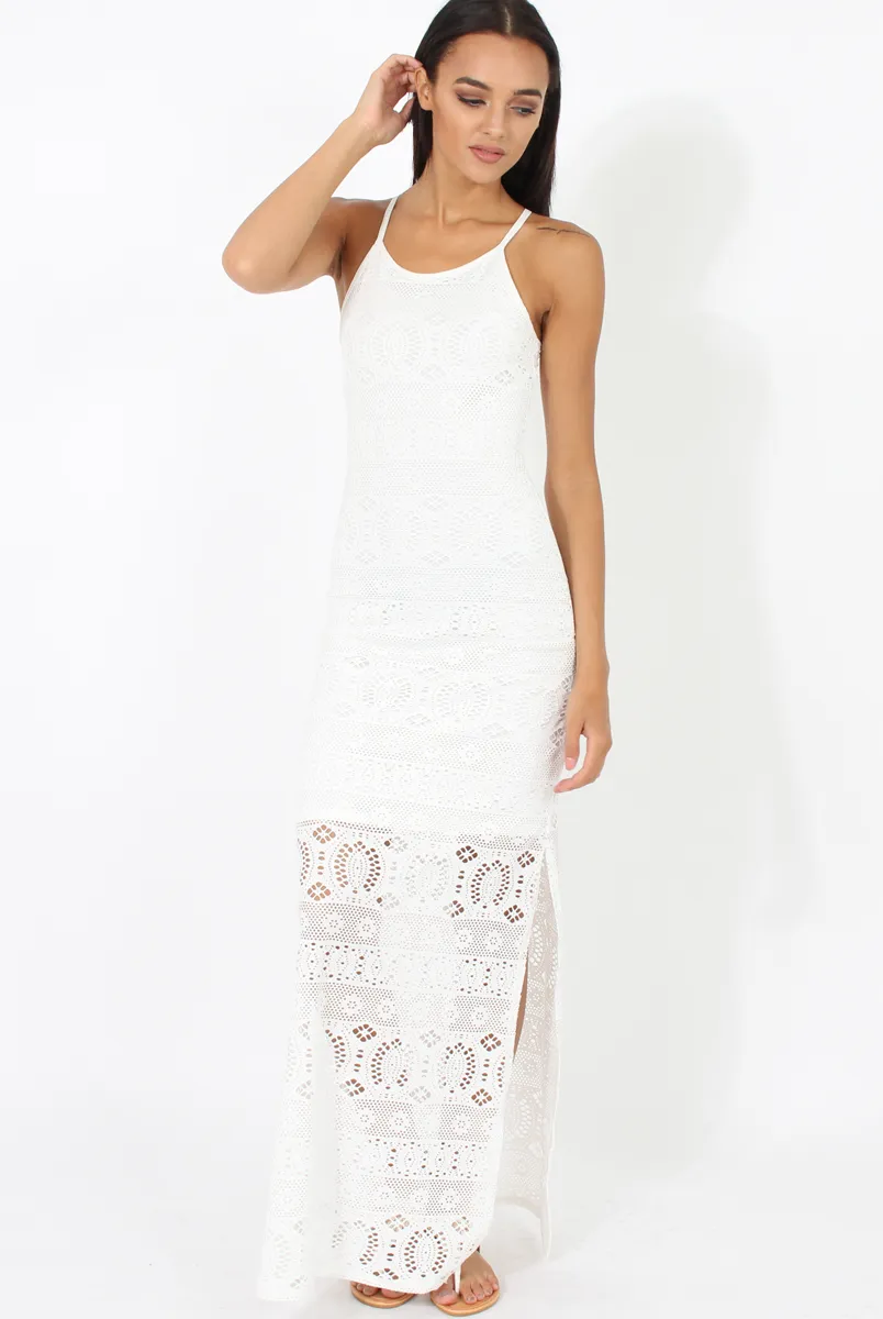 White Crochet Maxi Dress - Paris sold by Rebellious Fashion