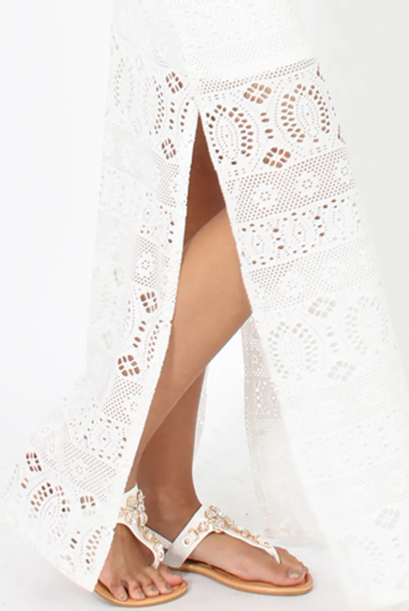 White Crochet Maxi Dress - Paris sold by Rebellious Fashion product image thumbnail 4
