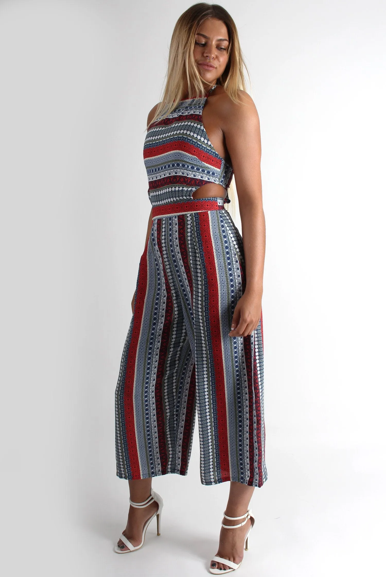 Gillian Paisley Elephant Culotte Halter Neck Jumpsuit sold by Rebellious Fashion product image thumbnail 3