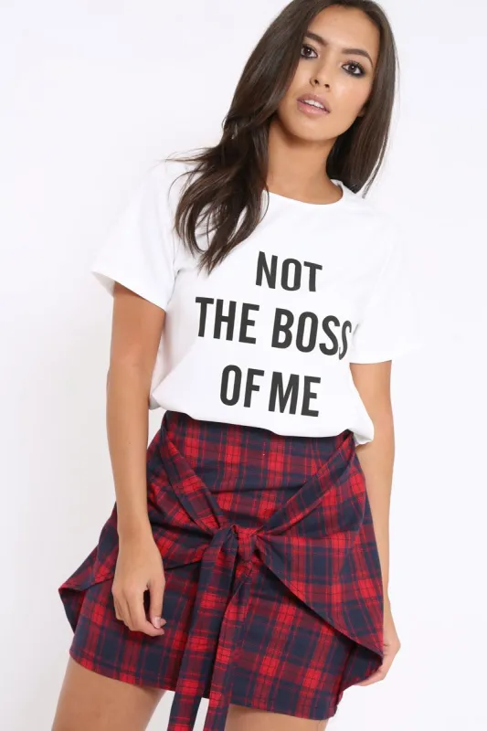 Red Tartan Tie Front Mini Skirt - Tyne sold by Rebellious Fashion