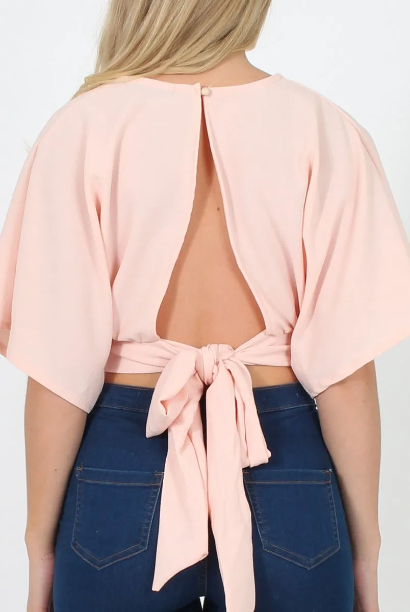 Pink Plunge Crop Top - Suzanne sold by Rebellious Fashion product image thumbnail 5