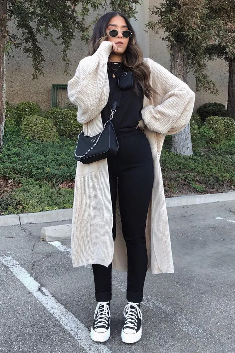 Stone Balloon Sleeve Maxi Knit Cardigan - Imara sold by Rebellious Fashion