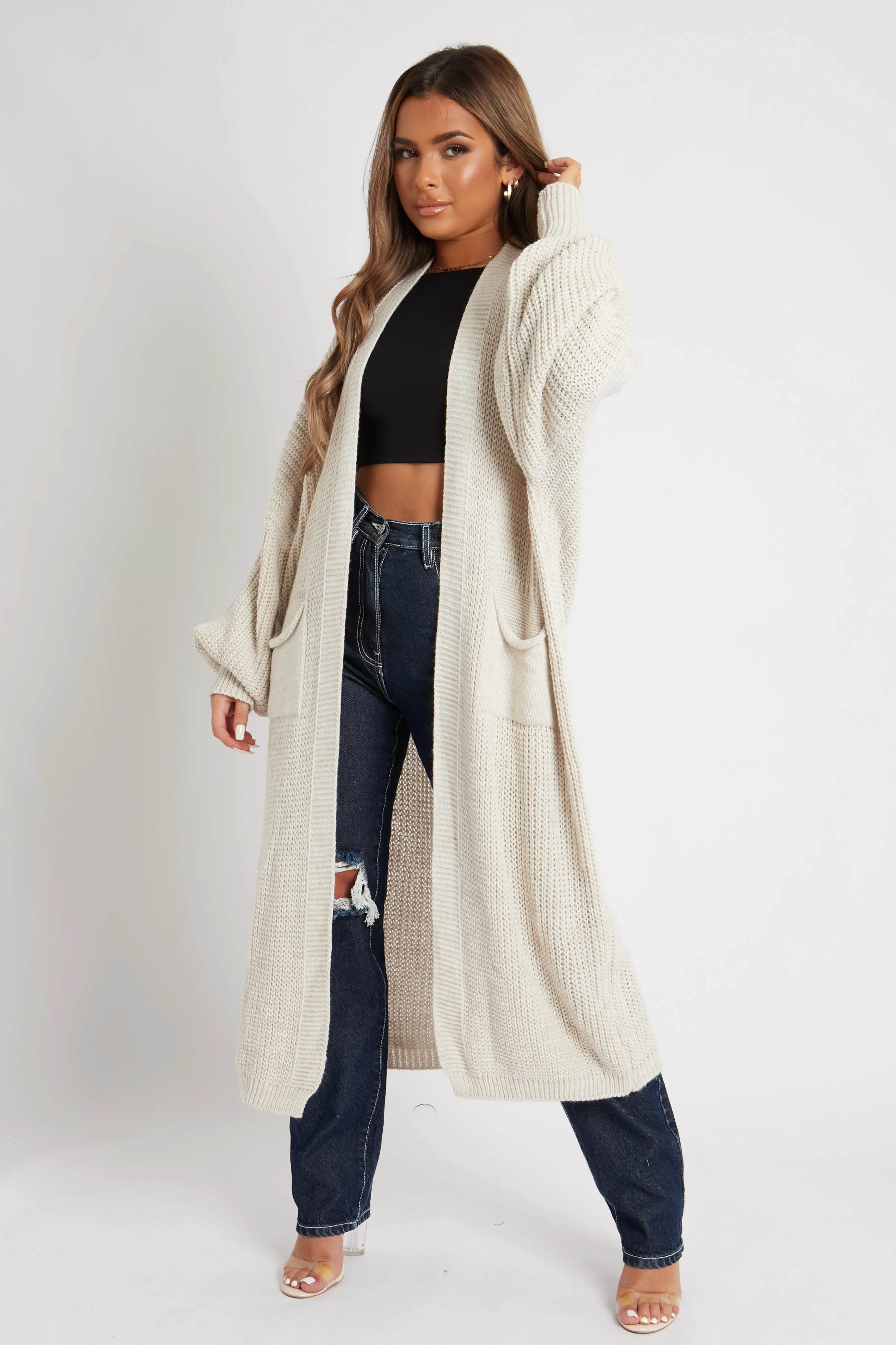 Stone Balloon Sleeve Maxi Knit Cardigan - Imara sold by Rebellious Fashion product image thumbnail 2
