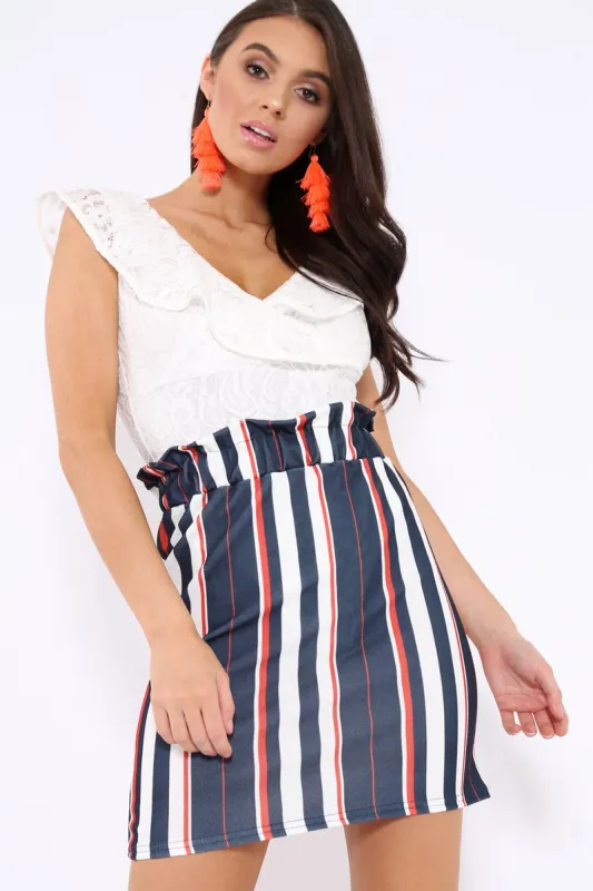 White Lace Plunge Frill Bodysuit - Maelani sold by Rebellious Fashion