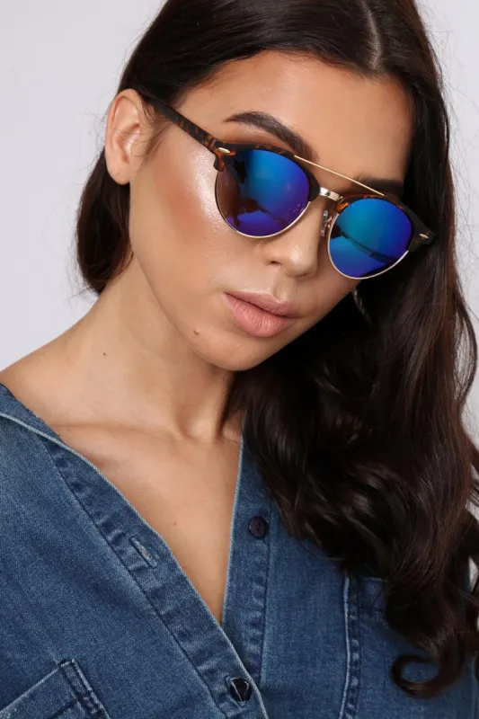 Tortoise Shell Mirrored Lens Aviator Sunglasses - Annica made by Rebellious Fashion