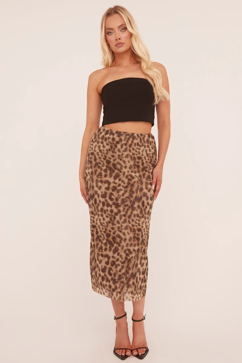 Beige Leopard Print Midi Skirt - Avina sold by Rebellious Fashion product image thumbnail 3