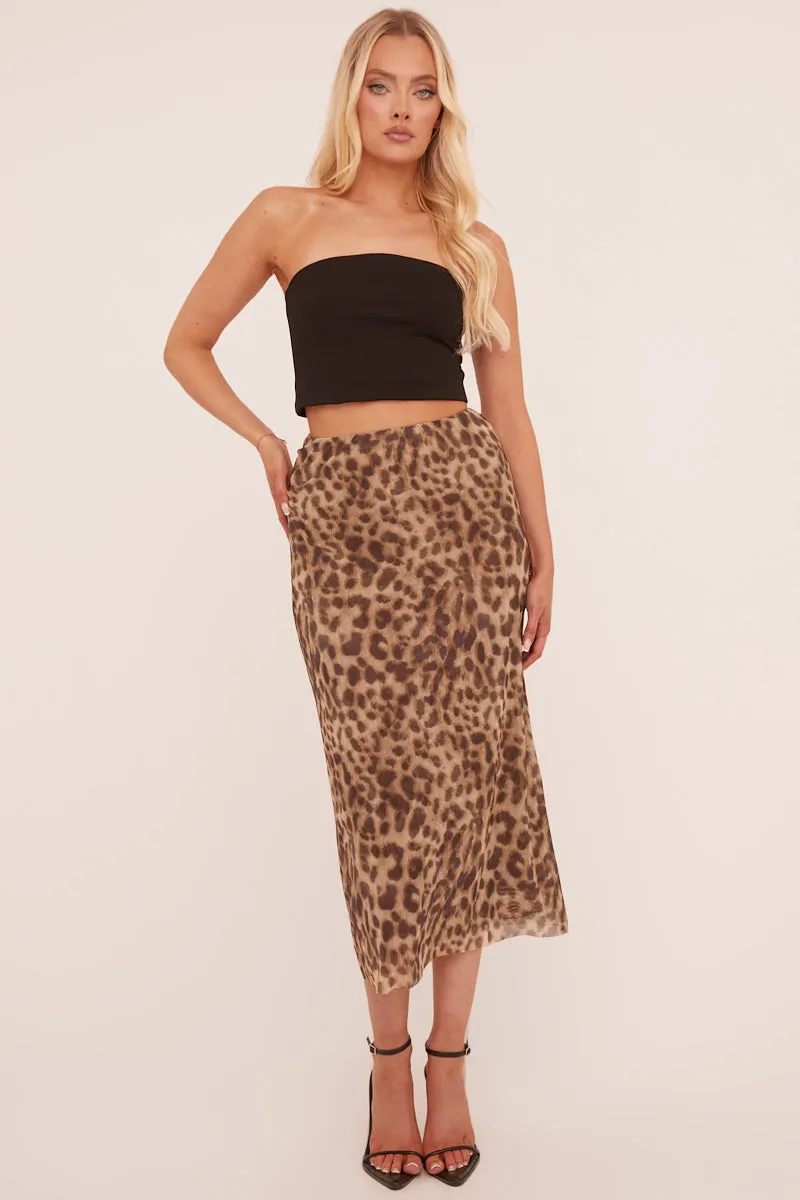 Beige Leopard Print Midi Skirt - Avina sold by Rebellious Fashion product image thumbnail 2