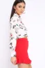 White Floral Print Tie Front Crop Top - Aden sold by Rebellious Fashion