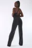 Black Glitter Halter Neck Cut Out Wide Leg Jumpsuit - Evie sold by Rebellious Fashion