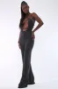 Black Glitter Halter Neck Cut Out Wide Leg Jumpsuit - Evie sold by Rebellious Fashion