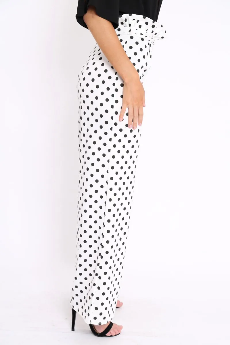 Polka Dot Paper Bag Tie Waist Wide Leg Trousers - Kennedy sold by Rebellious Fashion product image thumbnail 3