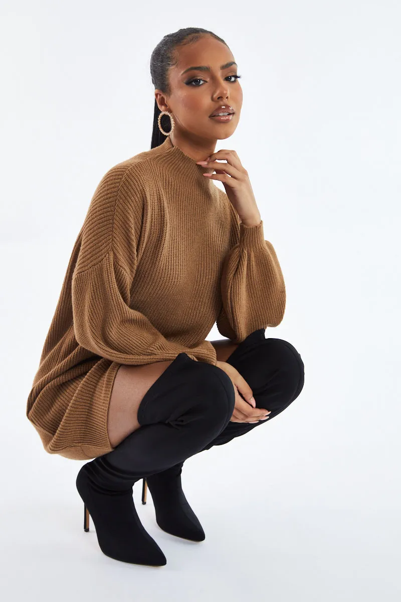 Brown Oversized Knit Jumper Dress - Inez sold by Rebellious Fashion product image thumbnail 3