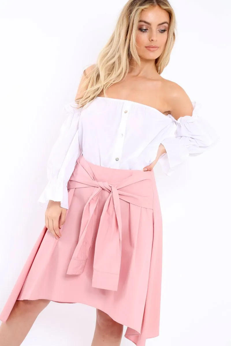 Pink Skirt with Shirt Sleeve Tie - Zorie sold by Rebellious Fashion