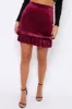 Purple Velvet Frill Hem Mini Skirt - Vicky sold by Rebellious Fashion