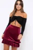 Purple Velvet Frill Hem Mini Skirt - Vicky sold by Rebellious Fashion