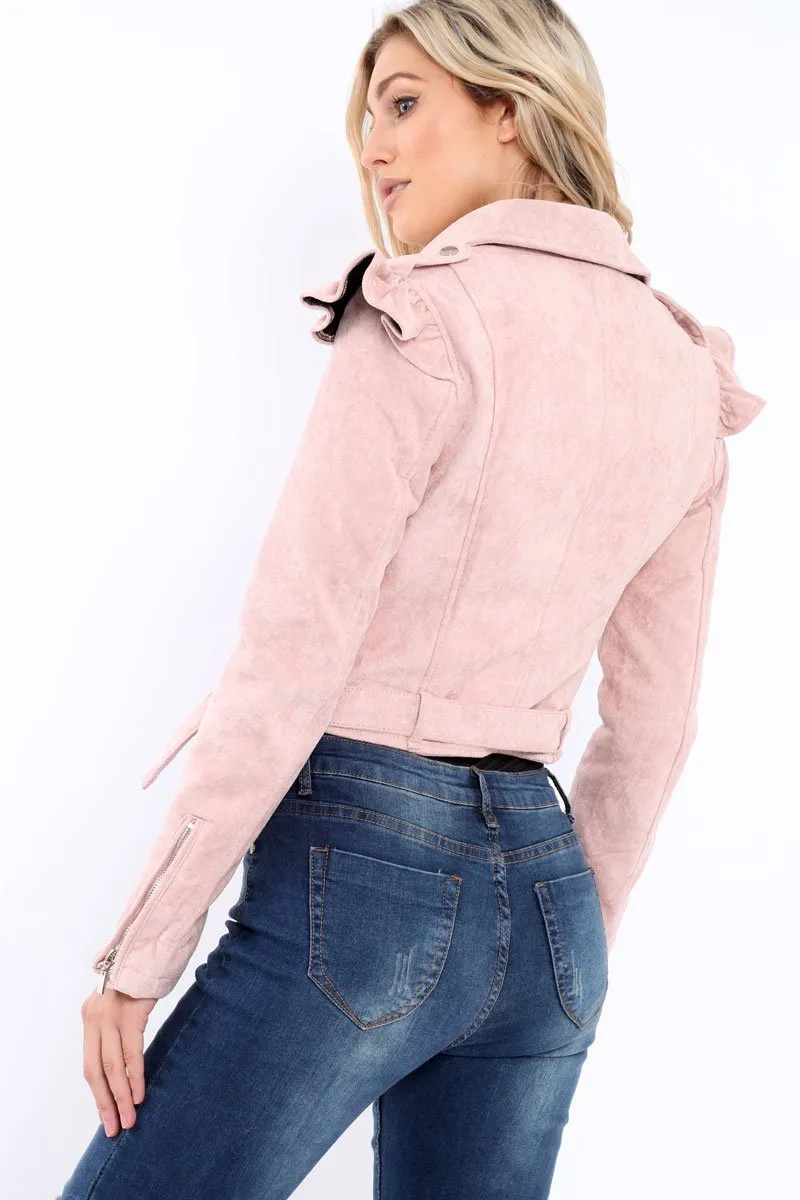 Pink Suede Biker Jacket - Taya sold by Rebellious Fashion product image thumbnail 4