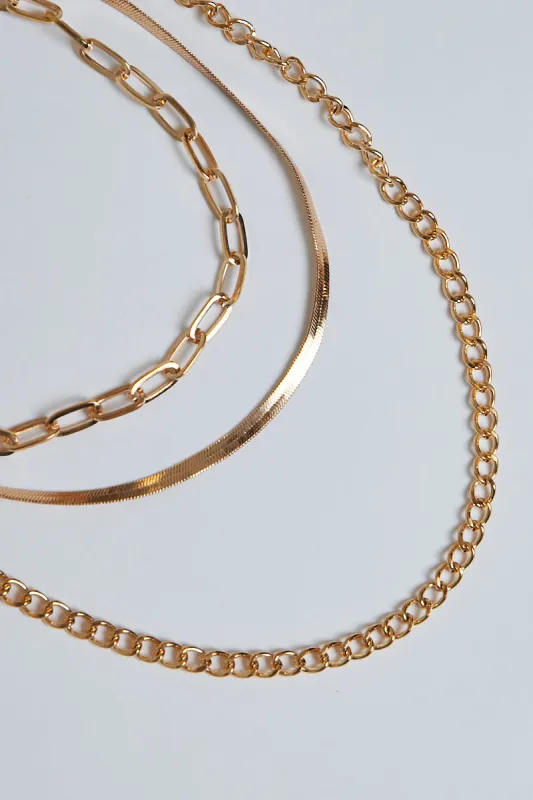 Gold 3 Layer Chain Necklace - Clyda sold by Rebellious Fashion