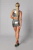 Silver Metallic Sleeveless Crop Top & Mini Skirt Set - Aiko sold by Rebellious Fashion