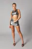 Silver Metallic Sleeveless Crop Top & Mini Skirt Set - Aiko sold by Rebellious Fashion